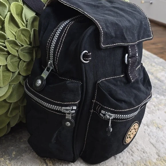 Vintage Kipling Mini Backpack | Y2K Black Crinkled Nylon (NO MONKEY KEYCHAIN) - Picture 5 of 14